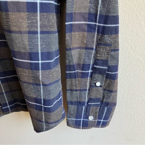 J. Crew Albiate Milano Blue Plaid Cotton Flannel Casual Button Down Shirt Size M - Picture 4 of 6